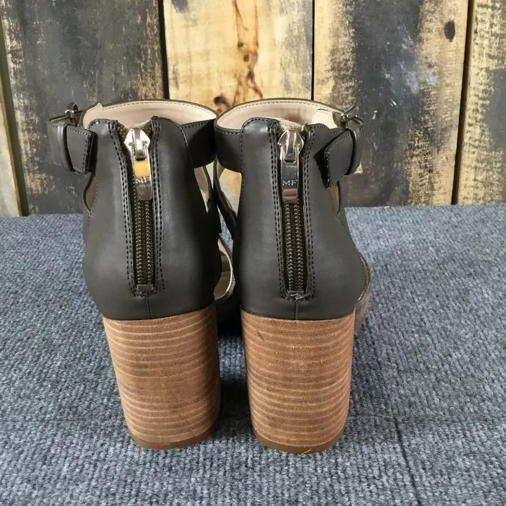 Marc Fisher Gabie ankle strap peep toe chunky heels leather size 6.5